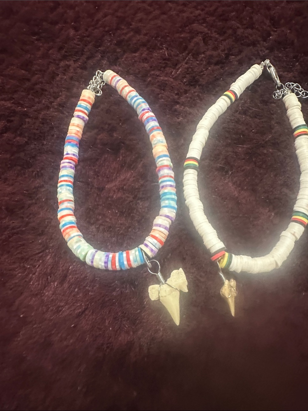 Kids Multicolor Beaded Necklace with Gold Shark Tooth Charm